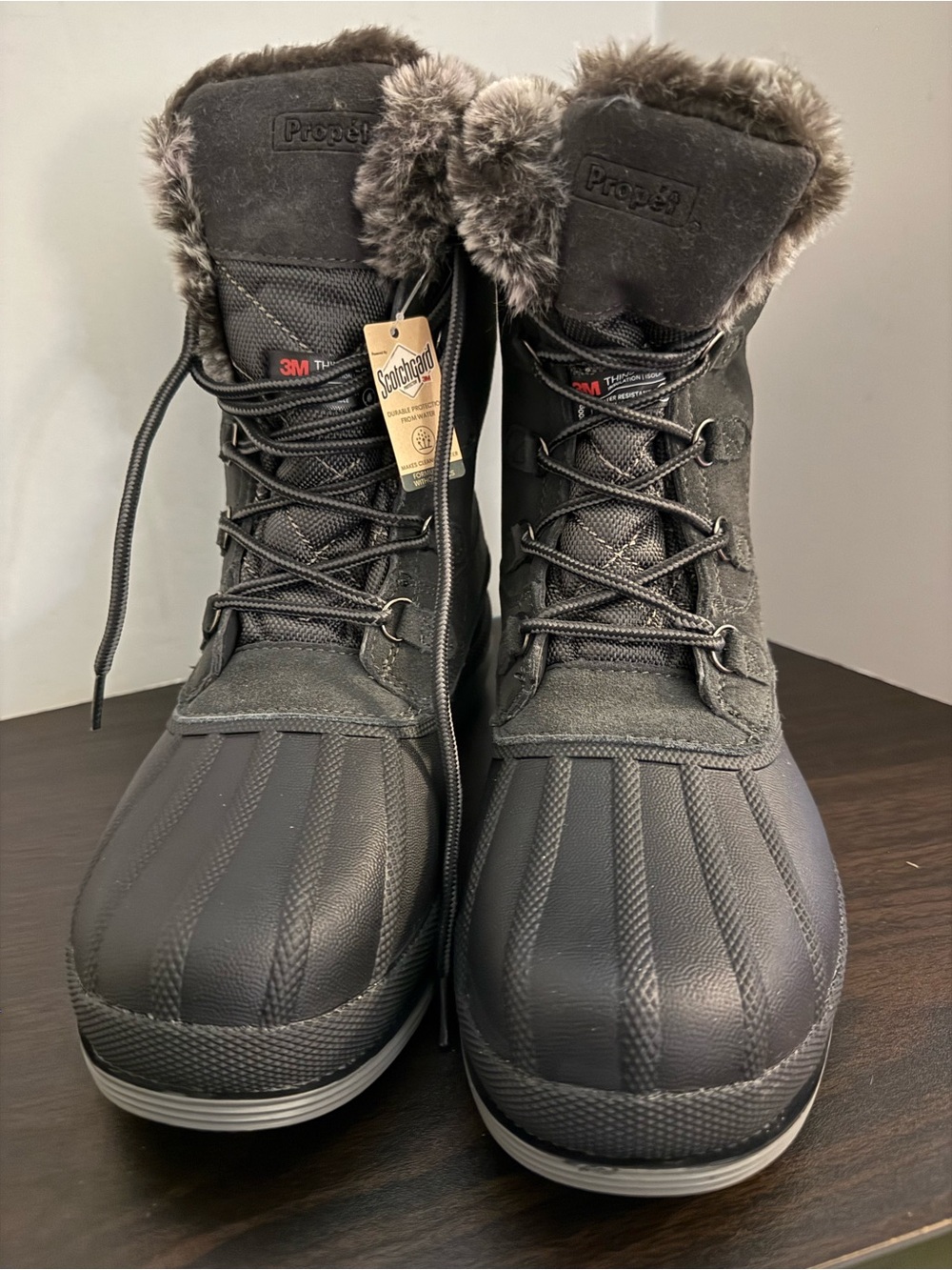 Propet womens black Faux Fur Lined Winter Duck Boots NIB